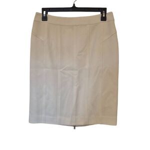 Ann Taylor Women's Milk White Wool Straight Pencil Lined Skirt w Center Back Sli